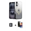MARSİLYAN™- iPhone 16 Kılıf Eksen Minimal Özel Seri - Siyah 3D Antistatik Mat Seramik Nano Ekran Koruyucu + PVD Metal Kamera Lens - MI