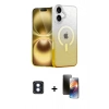 MARSİLYAN™- iPhone 16 Kılıf Eksen Minimal Özel Seri - Siyah 3D Antistatik Mat Seramik Nano Ekran Koruyucu + PVD Metal Kamera Lens - MI