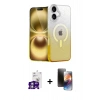 MARSİLYAN™- iPhone 16 Kılıf Eksen Minimal Özel Seri - Siyah 3D Antistatik Mat Seramik Nano Ekran Koruyucu + Bilvis Titan Kamera Lens - GS