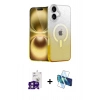 MARSİLYAN™- iPhone 16 Kılıf Eksen Minimal Özel Seri - Siyah 3D Antistatik Seramik Nano Ekran Koruyucu + Bilvis Titan Kamera Lens - PE