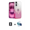 MARSİLYAN™- iPhone 16 Kılıf Eksen Minimal Özel Seri - Siyah 3D Antistatik Seramik Nano Ekran Koruyucu + Mavi PVD Metal Kamera Lens