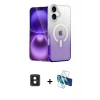MARSİLYAN™- iPhone 16 Kılıf Eksen Minimal Özel Seri - Siyah 3D Antistatik Seramik Nano Ekran Koruyucu + PVD Metal Kamera Lens - PE
