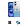 MARSİLYAN™- iPhone 16 Kılıf Eksen Minimal Özel Seri - Siyah 3D Antistatik Seramik Nano Ekran Koruyucu + PVD Metal Kamera Lens - PE