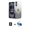 MARSİLYAN™- iPhone 16 Kılıf Eksen Minimal Özel Seri - Siyah 3D Antistatik Seramik Nano Ekran Koruyucu + PVD Metal Kamera Lens - YL
