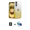 MARSİLYAN™- iPhone 16 Kılıf Eksen Minimal Özel Seri - Siyah 3D Antistatik Seramik Nano Ekran Koruyucu + PVD Metal Kamera Lens - YL