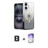 MARSİLYAN™- iPhone 16 Kılıf Eksen Minimal Özel Seri - Siyah Bilvis 5in1 3D Magic Cam Ekran Koruyucu + PVD Metal Kamera Lens - MI