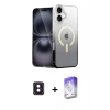 MARSİLYAN™- iPhone 16 Kılıf Eksen Minimal Özel Seri - Siyah Bilvis 5in1 3D Magic Cam Ekran Koruyucu + PVD Metal Kamera Lens - PE