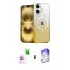 MARSİLYAN™- iPhone 16 Kılıf Eksen Minimal Özel Seri - Siyah Bilvis 5in1 3D Magic Cam Ekran Koruyucu + Raze Metal Kamera Lens - PE