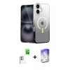 MARSİLYAN™- iPhone 16 Kılıf Eksen Minimal Özel Seri - Siyah Bilvis 5in1 3D Magic Cam Ekran Koruyucu + Raze Metal Kamera Lens - BZ