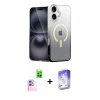 MARSİLYAN™- iPhone 16 Kılıf Eksen Minimal Özel Seri - Siyah Bilvis 5in1 3D Magic Cam Ekran Koruyucu + Raze Metal Kamera Lens - PE