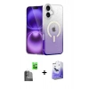 MARSİLYAN™- iPhone 16 Kılıf Eksen Minimal Özel Seri - Siyah Bilvis 5in1 5D Magic Hayalet Cam Ekran Koruyucu + Raze Metal Kamera Lens - SH