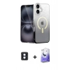MARSİLYAN™- iPhone 16 Kılıf Eksen Minimal Özel Seri - Siyah Bilvis 5in1 5D Magic Hayalet Cam Ekran Koruyucu + PVD Metal Kamera Lens - MI
