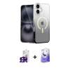 MARSİLYAN™- iPhone 16 Kılıf Eksen Minimal Özel Seri - Siyah Bilvis 5in1 5D Magic Hayalet Cam Ekran Koruyucu + Bilvis Titan Kamera Lens - PE