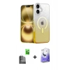 MARSİLYAN™- iPhone 16 Kılıf Eksen Minimal Özel Seri - Siyah Bilvis 5in1 5D Magic Hayalet Cam Ekran Koruyucu + Raze Metal Kamera Lens - SH