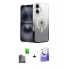 MARSİLYAN™- iPhone 16 Kılıf Eksen Minimal Özel Seri - Siyah Bilvis 5in1 5D Magic Hayalet Cam Ekran Koruyucu + Raze Metal Kamera Lens - SH