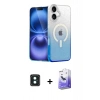 MARSİLYAN™- iPhone 16 Kılıf Eksen Minimal Özel Seri - Siyah Bilvis 5in1 5D Magic Hayalet Cam Ekran Koruyucu + PVD Metal Kamera Lens - YL