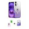 MARSİLYAN™- iPhone 16 Kılıf Eksen Minimal Özel Seri - Siyah Bilvis 5in1 5D Magic Hayalet Cam Ekran Koruyucu + Raze Metal Kamera Lens - PE