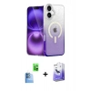 MARSİLYAN™- iPhone 16 Kılıf Eksen Minimal Özel Seri - Siyah Bilvis 5in1 5D Magic Hayalet Cam Ekran Koruyucu + Raze Metal Kamera Lens - LT