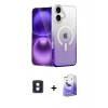 MARSİLYAN™- iPhone 16 Kılıf Eksen Minimal Özel Seri - Siyah Bilvis 5in1 5D Magic Hayalet Cam Ekran Koruyucu + PVD Metal Kamera Lens - MI