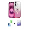 MARSİLYAN™- iPhone 16 Kılıf Eksen Minimal Özel Seri - Siyah Bilvis 5in1 5D Magic Hayalet Cam Ekran Koruyucu + Raze Metal Kamera Lens - LT