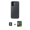 MARSİLYAN™- iPhone 16 Kılıf Eksen Prime - Şeffaf 360 Full Body Arka Koruyucu + PVD Metal Kamera Lens - PE