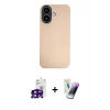 MARSİLYAN™- iPhone 16 Kılıf Eksen Prime - Şeffaf Pasifik Cam Ekran Koruyucu + Bilvis Titan Kamera Lens - SH