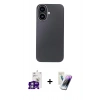 MARSİLYAN™- iPhone 16 Kılıf Eksen Prime - Şeffaf Pasifik Cam Ekran Koruyucu + Bilvis Titan Kamera Lens - GS