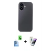 MARSİLYAN™- iPhone 16 Kılıf Eksen Prime - Şeffaf Pasifik Cam Ekran Koruyucu + Raze Metal Kamera Lens - LT