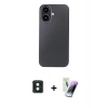 MARSİLYAN™- iPhone 16 Kılıf Eksen Prime - Şeffaf Pasifik Cam Ekran Koruyucu + PVD Metal Kamera Lens - YL