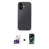 MARSİLYAN™- iPhone 16 Kılıf Eksen Prime - Siyah 360 Mat Full Body Arka Koruyucu + Bilvis Titan Kamera Lens - YL