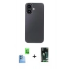MARSİLYAN™- iPhone 16 Kılıf Eksen Prime - Siyah 360 Mat Full Body Arka Koruyucu + Raze Metal Kamera Lens - LT