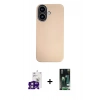 MARSİLYAN™- iPhone 16 Kılıf Eksen Prime - Siyah 360 Mat Full Body Arka Koruyucu + Pembe Bilvis Titan Kamera Lens