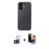 MARSİLYAN™- iPhone 16 Kılıf Eksen Prime - Siyah 3D Antistatik Mat Seramik Nano Ekran Koruyucu + Bilvis Titan Kamera Lens - YL