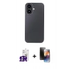 MARSİLYAN™- iPhone 16 Kılıf Eksen Prime - Siyah 3D Antistatik Mat Seramik Nano Ekran Koruyucu + Bilvis Titan Kamera Lens - GS