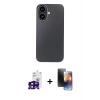 MARSİLYAN™- iPhone 16 Kılıf Eksen Prime - Siyah 3D Antistatik Mat Seramik Nano Ekran Koruyucu + Bilvis Titan Kamera Lens - SH