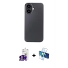 MARSİLYAN™- iPhone 16 Kılıf Eksen Prime - Siyah 3D Antistatik Seramik Nano Ekran Koruyucu + Bilvis Titan Kamera Lens - PE
