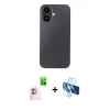 MARSİLYAN™- iPhone 16 Kılıf Eksen Prime - Siyah 3D Antistatik Seramik Nano Ekran Koruyucu + Raze Metal Kamera Lens - PE