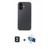 MARSİLYAN™- iPhone 16 Kılıf Eksen Prime - Siyah 3D Antistatik Seramik Nano Ekran Koruyucu + PVD Metal Kamera Lens - YL