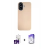 MARSİLYAN™- iPhone 16 Kılıf Eksen Prime - Siyah Bilvis 5in1 3D Magic Cam Ekran Koruyucu + Pembe Bilvis Titan Kamera Lens