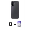 MARSİLYAN™- iPhone 16 Kılıf Eksen Prime - Siyah Bilvis 5in1 3D Magic Cam Ekran Koruyucu + PVD Metal Kamera Lens - PE