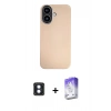 MARSİLYAN™- iPhone 16 Kılıf Eksen Prime - Siyah Bilvis 5in1 3D Magic Cam Ekran Koruyucu + PVD Metal Kamera Lens - MI
