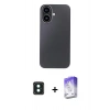 MARSİLYAN™- iPhone 16 Kılıf Eksen Prime - Siyah Bilvis 5in1 3D Magic Cam Ekran Koruyucu + PVD Metal Kamera Lens - YL