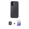 MARSİLYAN™- iPhone 16 Kılıf Eksen Prime - Siyah Bilvis 5in1 5D Magic Hayalet Cam Ekran Koruyucu + PVD Metal Kamera Lens - PE