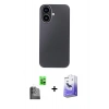 MARSİLYAN™- iPhone 16 Kılıf Eksen Prime - Siyah Bilvis 5in1 5D Magic Hayalet Cam Ekran Koruyucu + Siyah Raze Metal Kamera Lens