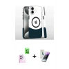 MARSİLYAN™- iPhone 16 Kılıf İz Asil Prime - Şeffaf Pasifik Cam Ekran Koruyucu + Raze Metal Kamera Lens - PE