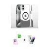 MARSİLYAN™- iPhone 16 Kılıf İz Asil Prime - Şeffaf Pasifik Cam Ekran Koruyucu + Raze Metal Kamera Lens - PE