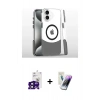 MARSİLYAN™- iPhone 16 Kılıf İz Asil Prime - Şeffaf Pasifik Cam Ekran Koruyucu + Bilvis Titan Kamera Lens - SH