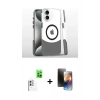 MARSİLYAN™- iPhone 16 Kılıf İz Asil Prime - Siyah 3D Antistatik Mat Seramik Nano Ekran Koruyucu + Raze Metal Kamera Lens - BZ