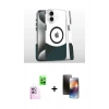 MARSİLYAN™- iPhone 16 Kılıf İz Asil Prime - Siyah 3D Antistatik Mat Seramik Nano Ekran Koruyucu + Raze Metal Kamera Lens - PE