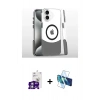 MARSİLYAN™- iPhone 16 Kılıf İz Asil Prime - Siyah 3D Antistatik Seramik Nano Ekran Koruyucu + Bilvis Titan Kamera Lens - GS